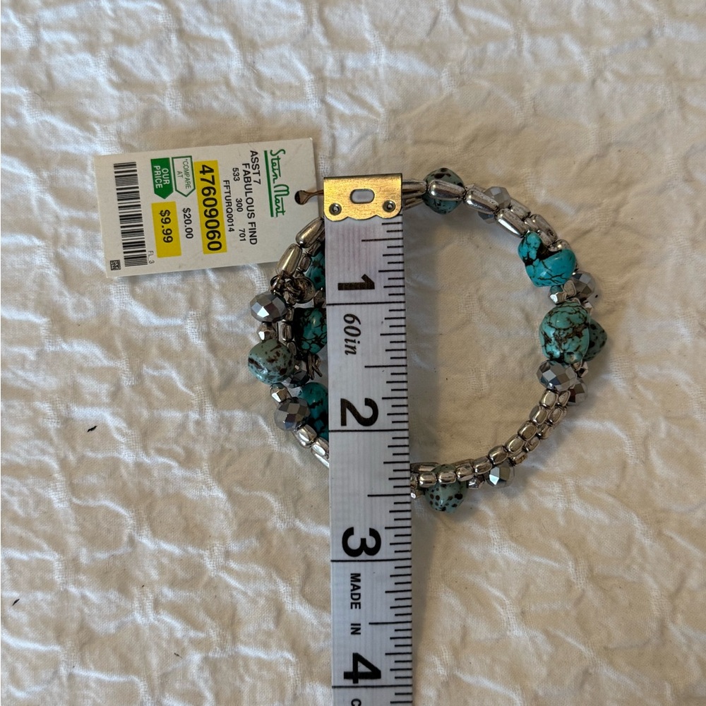 Turquoise & Silver Beaded Wrap Bracelet – NWT - Picture 8 of 8
